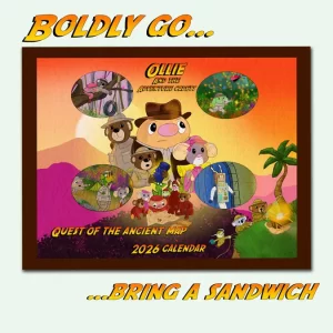 Image of the front cover of the 2026 Ollie Adventure Story Calendar